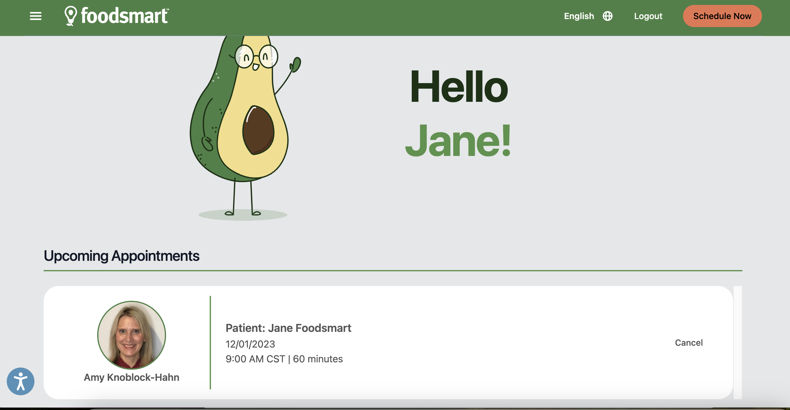 dashboard shoowing booked appt.png