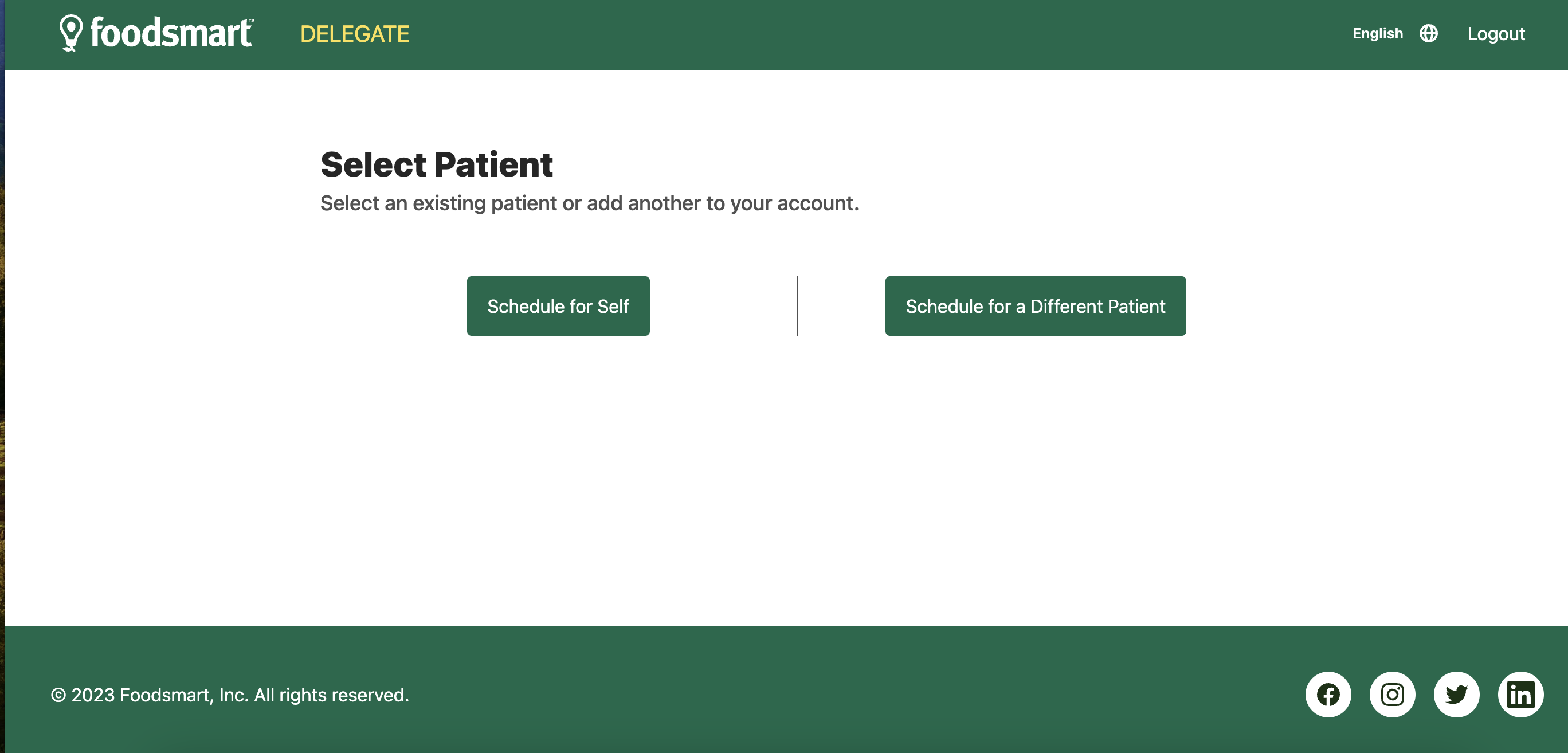 Select patient to schedule screen - create account.png