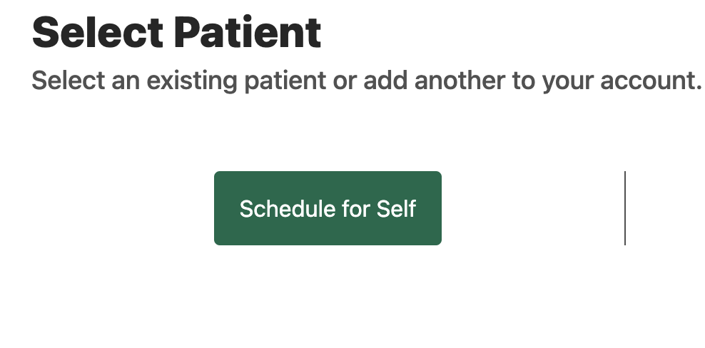 Select patient to schedule screen - create account 2.png